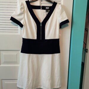 DKNY Women's Color Block Scuba Crepe Fit & Flare Dress